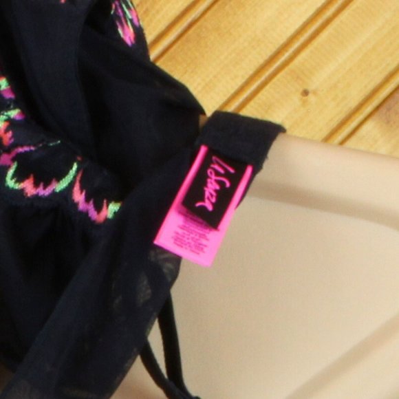 La SENZA Baby Doll Bra Neon Black Lace Medium Sheer Lined Underwire Cups b98 - Picture 6 of 6